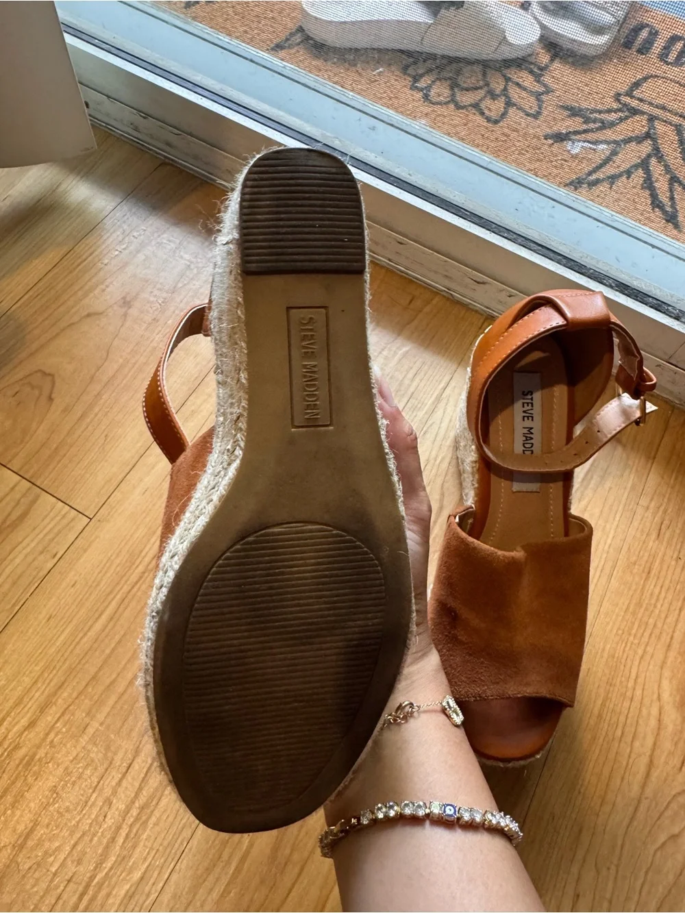 Steve Madden Brown Suede Espadrille Wedge Sandals with Ankle Strap